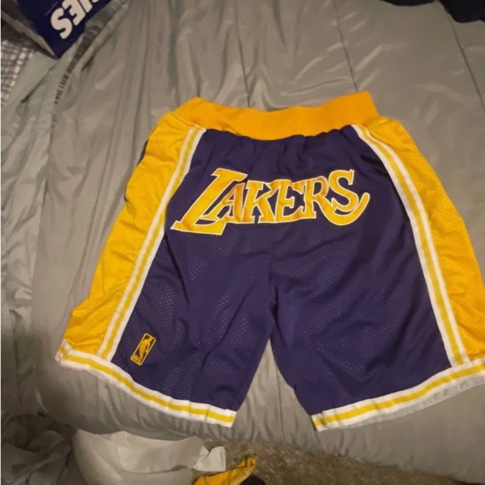 Just Don Purple and Yellow Athletic Shorts